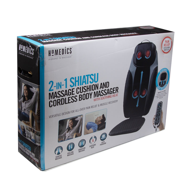 Load image into Gallery viewer, Homedics 2 in 1 Shiatsu Massage Cushion and Cordless Body Massager With Soothing Heat Grade A
