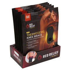 Red Relief - Size Medium- Theromgenic Knee Brace - 1 knee brace - 6pc PDQ display