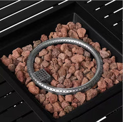 30 in. W 50000 Btu Black Steel Propane Outdoor Fire Pit Table with Lava Rocks