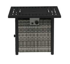 30 in. W 50000 Btu Black Steel Propane Outdoor Fire Pit Table with Lava Rocks