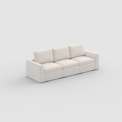 Silk & Snow Aire Modular Sofa 3-Seater | Regular 103.25" – Soft Cream, Angled-1 FULL SET INCLUDES 7 BOXES-(SNSFNMS3201TP x1 / SNSFNMS10A1CR x3 / SNSFNMS20A1CR x3)