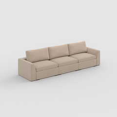 Silk & Snow Aire Modular Sofa 3-Seater | 127.25" Desert Sand – Angled | Full 7-Box Set -(SNSFNMS3201SA x1 / SNSFNMS10B1SA x3 / SNSFNMS20B1SA x3)