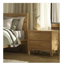 Silk & Snow - Nara Wooden Nightstand (Natural Rubberwood) - 2-Drawer