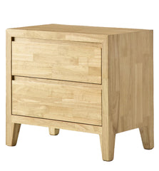 Silk & Snow - Nara Wooden Nightstand (Natural Rubberwood) - 2-Drawer