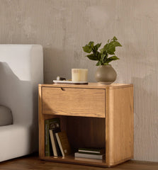 Silk & Snow - Bergen Wooden Nightstand (Natural) - 1-Drawer