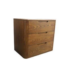 Silk & Snow - Bergen Wooden Nightstand (Walnut) - 3-Drawer