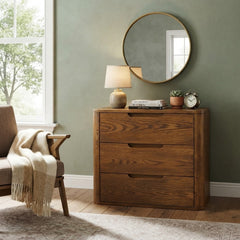 Silk & Snow - Bergen Wooden Nightstand (Walnut) - 3-Drawer