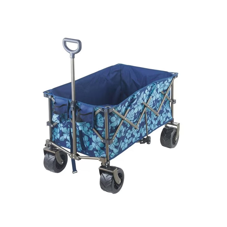 Load image into Gallery viewer, Bliss Xl Collapsable Beach Wagon W/wide Durable Wheels - Blue Flower
