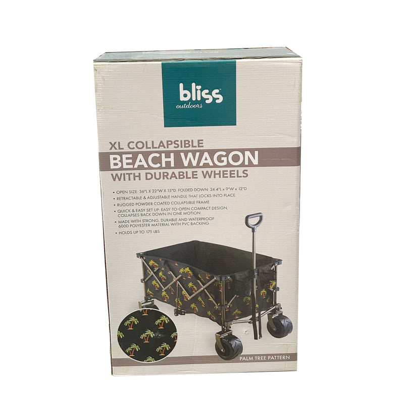 Load image into Gallery viewer, Bliss Xl Collapsable Beach Wagon W/wide Durable Wheels - Palm Tree
