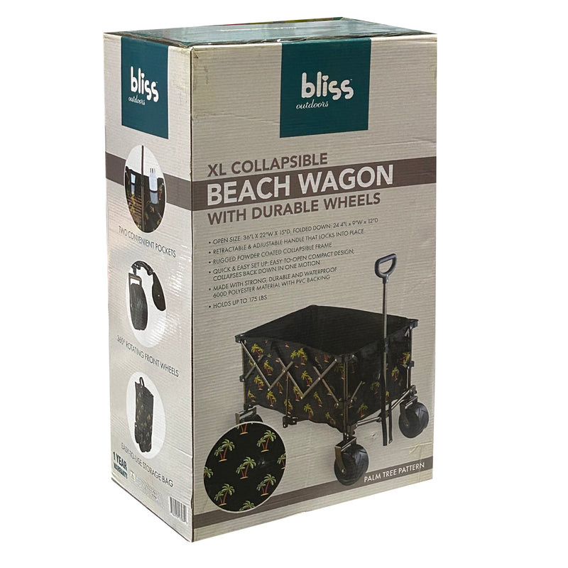 Load image into Gallery viewer, Bliss Xl Collapsable Beach Wagon W/wide Durable Wheels - Palm Tree
