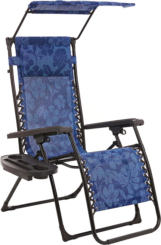 Bliss Gravity Free Recliner W/ Pillow & Canopy & New Side Tray Blue Flowers