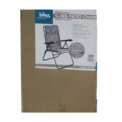 Bliss Reclinable Sling Patio Chair W/ Pillow - Platinum Flower - Black Frame
