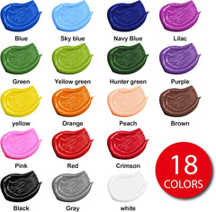18 Acrylic Paint Squeeze Bottles - 250 ml