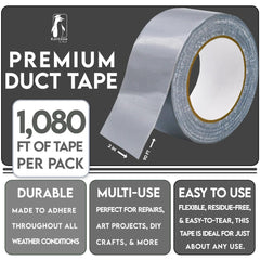 Gray Duct Tape - 12 Pack - 2 in x 90 ft