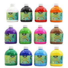12 Tempera Paint Bottles - 500 ml