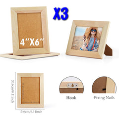 Unfinished Wood Craft Picture Frames 12 - 4 x 6