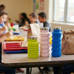 Collapsible Water Bottle 12fl Assorted Colors (4) Blue UPC # 810081484701- (4) Green UPC # 810081484695 ( 4) Purple UPC # 810081484688