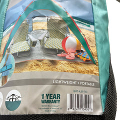 POP UP BEACH TENT 8FT X 8FT X 5FT - TEAL & ORANGE