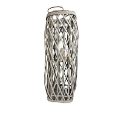 Barbara King 23 Square Wicker Lantern with Tiki Flame - Grey