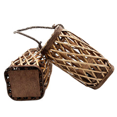Barbara King S/2 12 SQ Wicker Lantern w/ Tiki Flame
