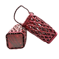 Barbara King S/2 12" SQ Wicker Lantern w/ Tiki Flame