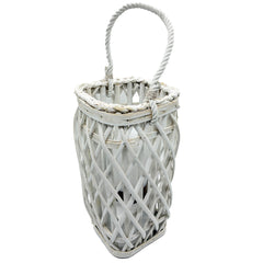 Barbara King S/2 12 SQ Wicker Lantern w/ Tiki Flame