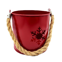 Red Tin Can With Snowflake