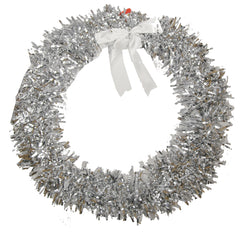 Tinsel Wreath 24in. Assorted Colors (4) Pink UPC # 1-922340-364576 (4) Green UPC # 1-922340-364576 (4) Silvers UPC # 1-922340-364583 - Pre Sticked $5- 12 pcs per case - Priced and Sold By Pc