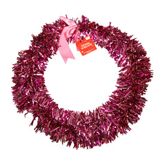 Tinsel Wreath 24in. Assorted Colors (4) Pink UPC # 1-922340-364576 (4) Green UPC # 1-922340-364576 (4) Silvers UPC # 1-922340-364583 - Pre Sticked $5- 12 pcs per case - Priced and Sold By Pc