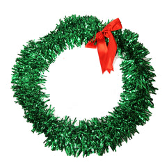 Tinsel Wreath 24in. Assorted Colors (4) Pink UPC # 1-922340-364576 (4) Green UPC # 1-922340-364576 (4) Silvers UPC # 1-922340-364583 - Pre Sticked $5- 12 pcs per case - Priced and Sold By Pc