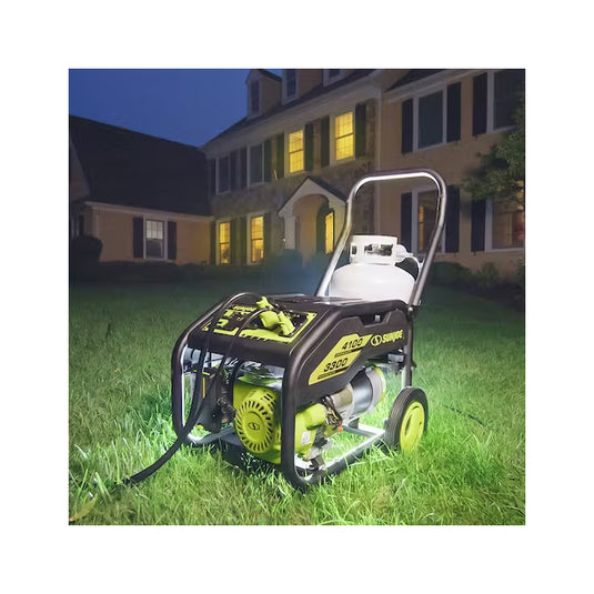 Power Joe Portable Propane Generator | Push-Button Electric + Recoil Start | Power Cooling System | 4100 Starting Watt | 3300 Running Watt | W/ Cover, Extension Cord, Magnetic DipStick, 24V 2.0-Ah Battery and Charger (Propane Only)