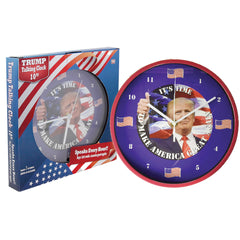 Talking Trump Wall Clock With Red Try Me Button Sounds Every Hour  - Louder Sound