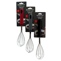 SharpChef Soft Grip 12" Whisk - Black(8), Red(8), Grey (8)