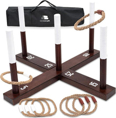CircleCraft Ring Toss Rustic Wooden Game -For Adults and Family Gatherings