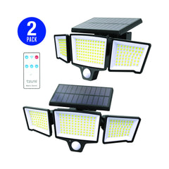 OUTDOOR SOLAR FLOOD LIGHTS 2PK BLACK