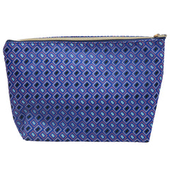 Jones NY -GEOMETRIC PATTERN NYLON FRONT EXTENDED POCKET TOP ZIP COSMETIC BAG