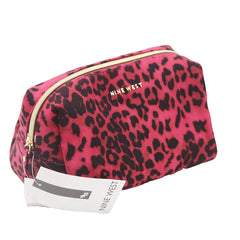Nine West -LEOPARD FAUX SUEDE TRIANGLE COSMETIC BAG