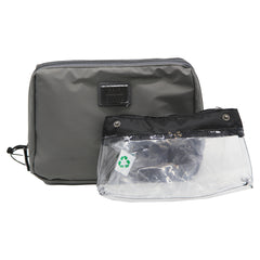 BAIN MILLER - NYLON HANGING TOILETRY BAG WITH REMOVABLE POUCH - GREY