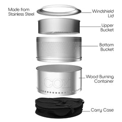 SMOKELESS FIRE PIT 18IN SILVER