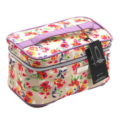 Jones NY -TAUPE FLORAL PRINT TRAIN CASE