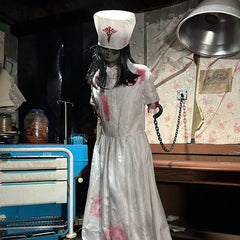 HAUNTED HILL FARM - 5.2-FT. ANIMATRONIC CONVULSING NURSE BY TEKKY