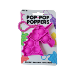 Pop It Backpack Clips- Assorted - Dinosaur, Heart, Pizza, Star, Unicorn, Tie Dye Square