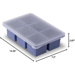 W&P Cup Cubes Silicone Freezer Tray with Lid, Blue, Makes 6 Perfect 1-Cup Portions-BLUE