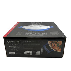 Cast Iron 4.5qt (30cm) braiser with Stainless Steel Lid Cast Iron with enamel coating interior and exterior, s/s 304, double wall lid, satin finished. Classic Blue
