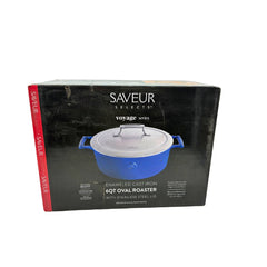 Cast Iron 6qt (30cm) oval roaster with Stainless Steel Lid	Cast Iron with enamel coating interior and exterior, s/s 304, double wall lid, satin finished .Classic Blue