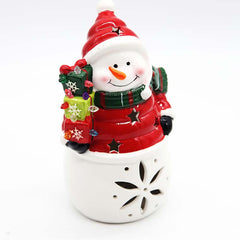 Illuminated Adorable Ceramic Snowman Figurine