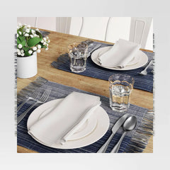 Cotton Striped Placemat Blue