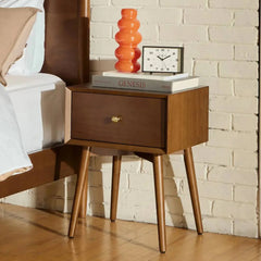 Silk & Snow - Mid-Century Modern Nightstand (Walnut)