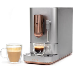 GE CAFÉ™ Affetto Automatic Espresso Machine + Frother Steel Silver w/ copper accents - Customer Must Be MGT Approved
