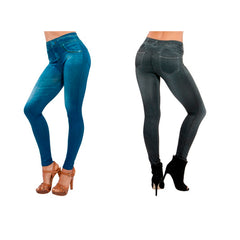 Genie Slim Jeggings 2 Pack Black/Blue  2X - Mail Order - As Seen On TV